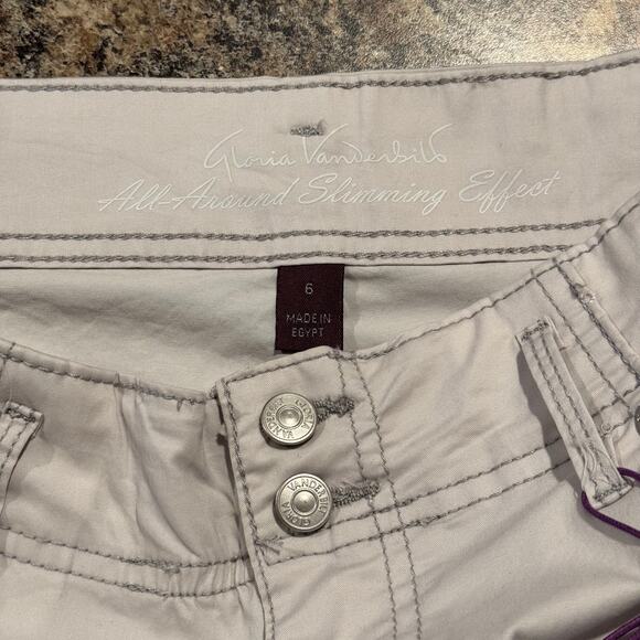 NWT Gloria Vanderbilt Pants Cropped Wide Leg Minimalist Casual Neutral Gray 6 - Picture 2 of 8